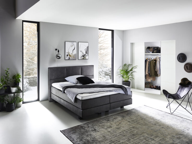 Sfeerfoto strakke boxspring lederlook